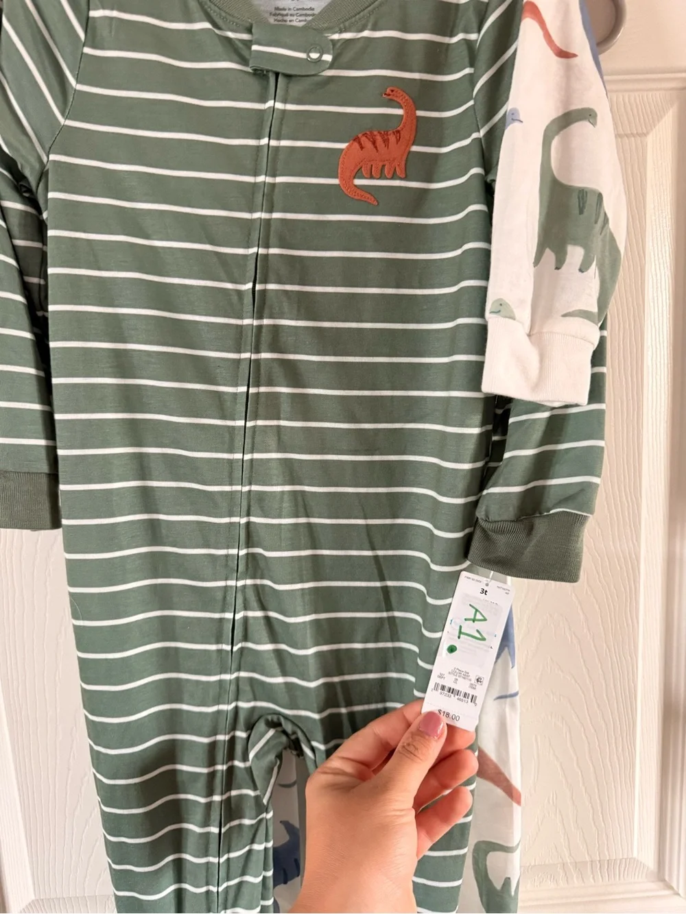 Carter's Just One You® Toddler Boys' 2pk Long Sleeve Footed Pajama - Green/White